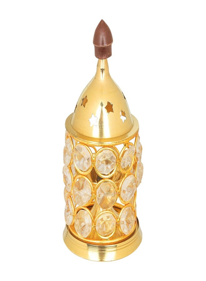 كلاسيك مصباح زيتي أفقي الشكل من النحاس والكريستال من كلاسيك ديكور، مزود بمقبض بلاستيكي، حجم صغير (عبوة من قطعة واحدة، ذهبي) - Image 3